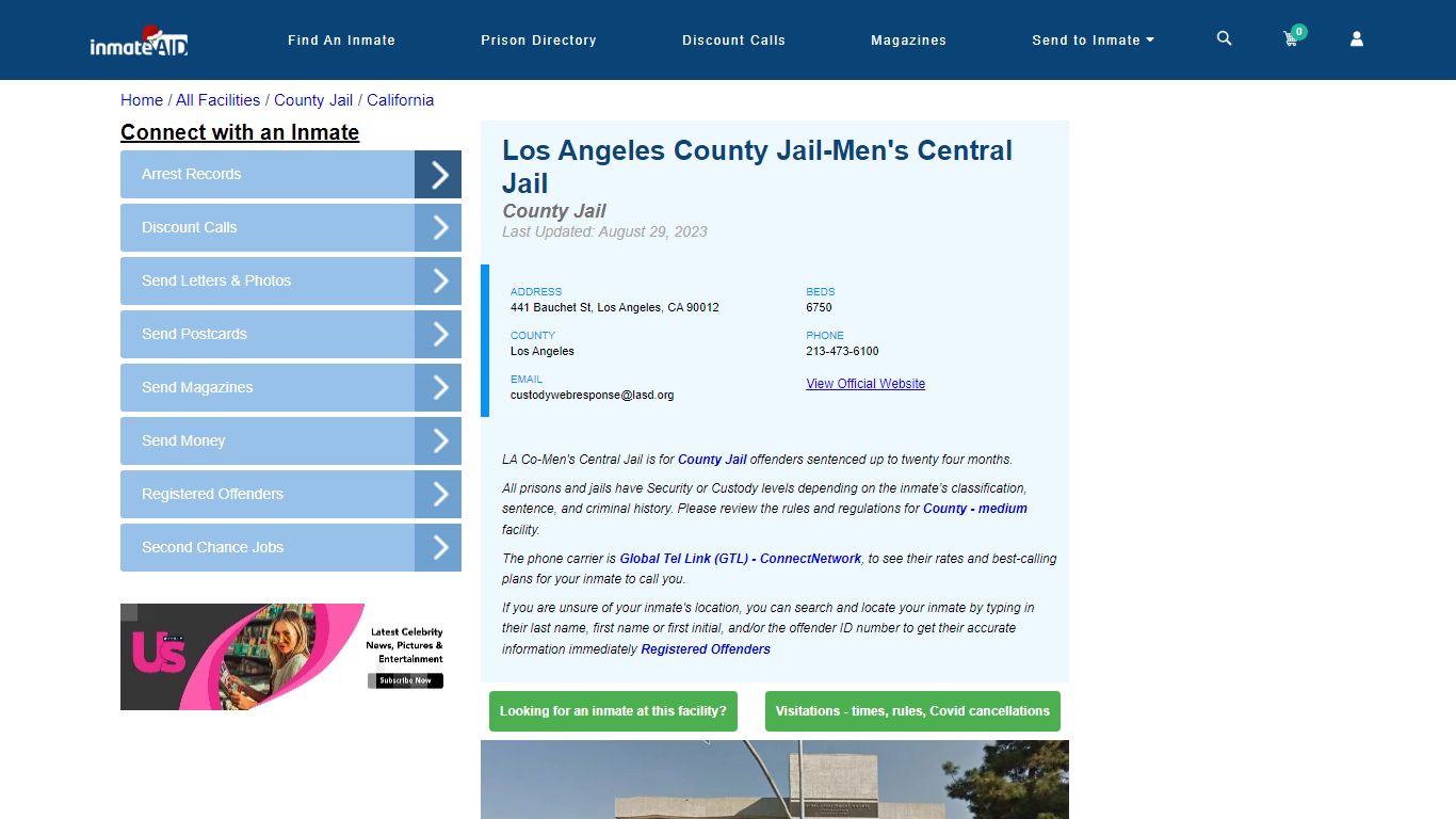 Los Angeles County Jail-Men's Central Jail - Inmate Locator - Los ...